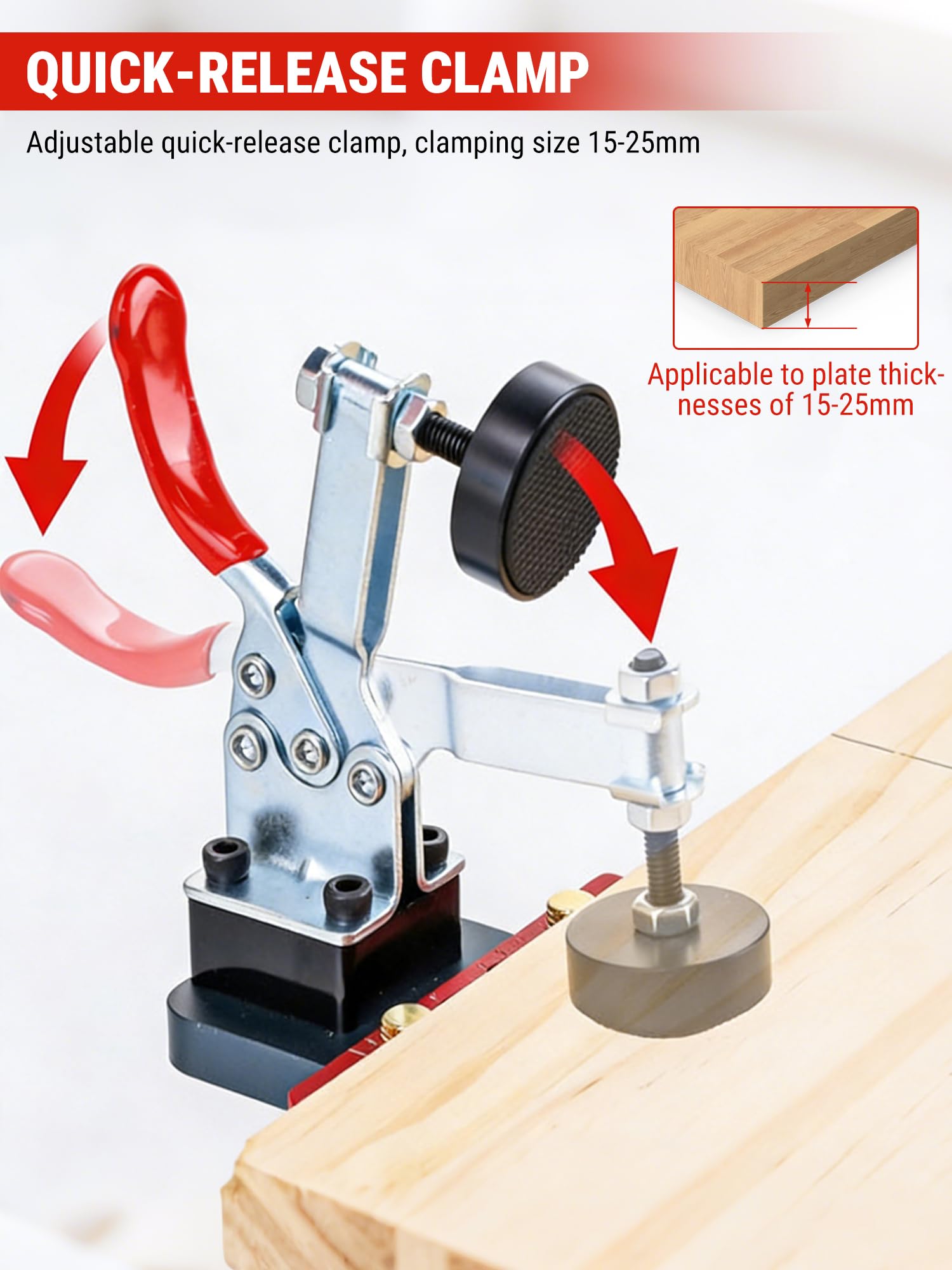 VOBOR Gabarit de Percage Charniere 35mm, Bloc de Positionnement 3-6 mm, Guide de Percage Dissimulé en Métal, Localisateur de Poinçon de Armoire, pour le Travail du Bois de Bricolage