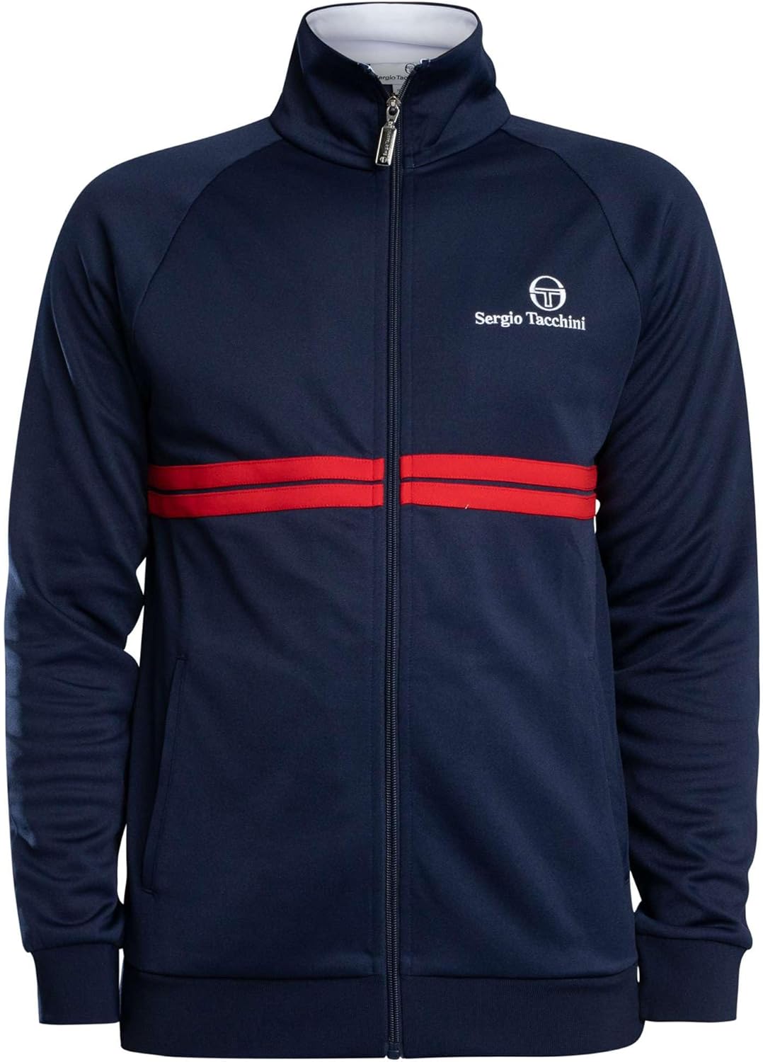 Sergio Tacchini Men's New Dallas Track Jacket, Maritime Blue/White/Adrenaline Rush