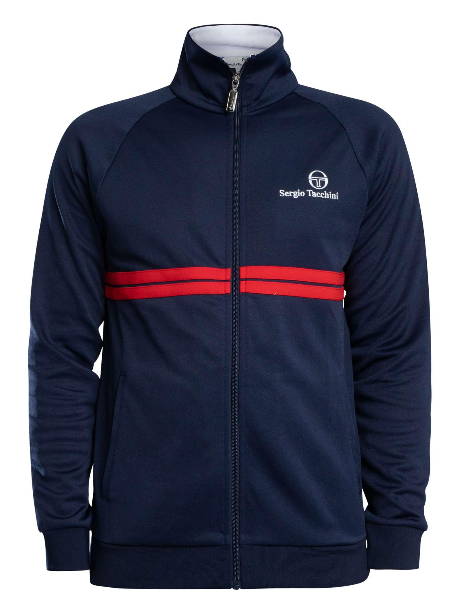 Sergio Tacchini Homme Nouvelle Veste De Survêtement Dallas, Maritime Blue/White/Adrenaline Rush