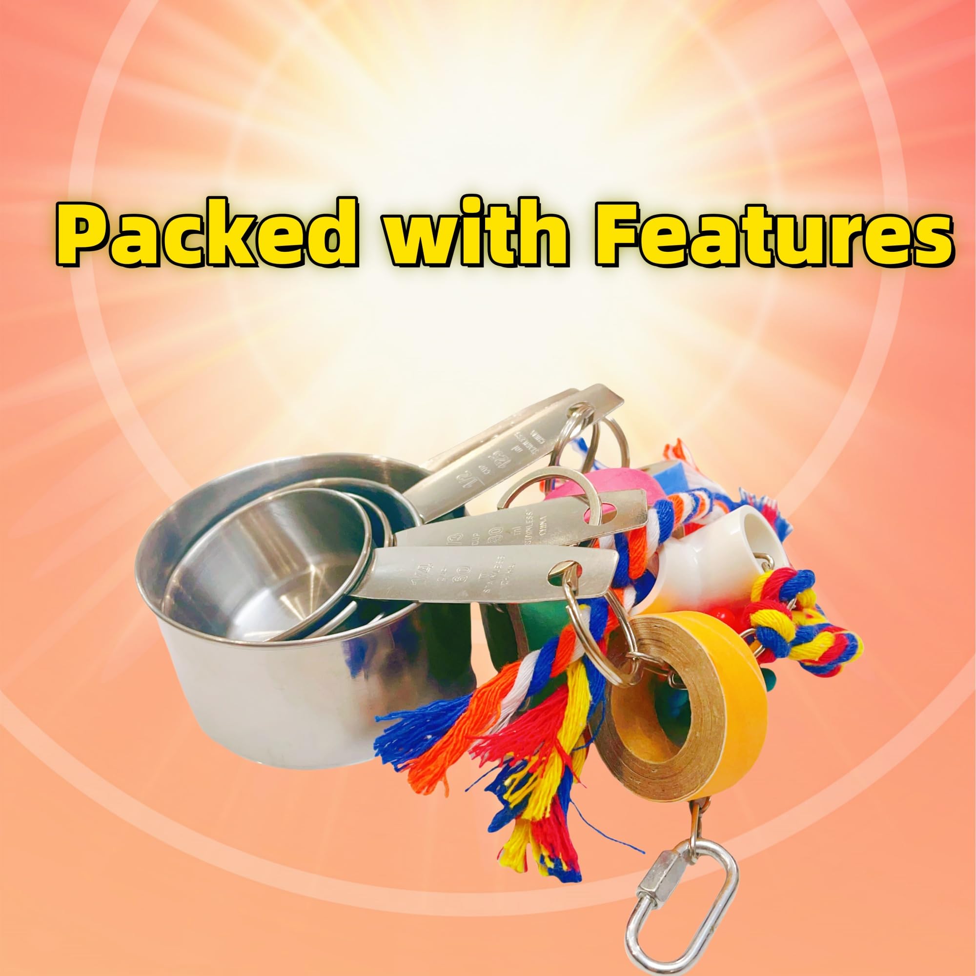 Durable Stainless Steel Pot Bagel Bird Toys for Parrots Cardboard Fatty Bagel Chewing Foraging Shredding for Medium and Large Parrot Amazons Macaws African Greys Cockatoos Eclectus Guaker Chicken - image 2