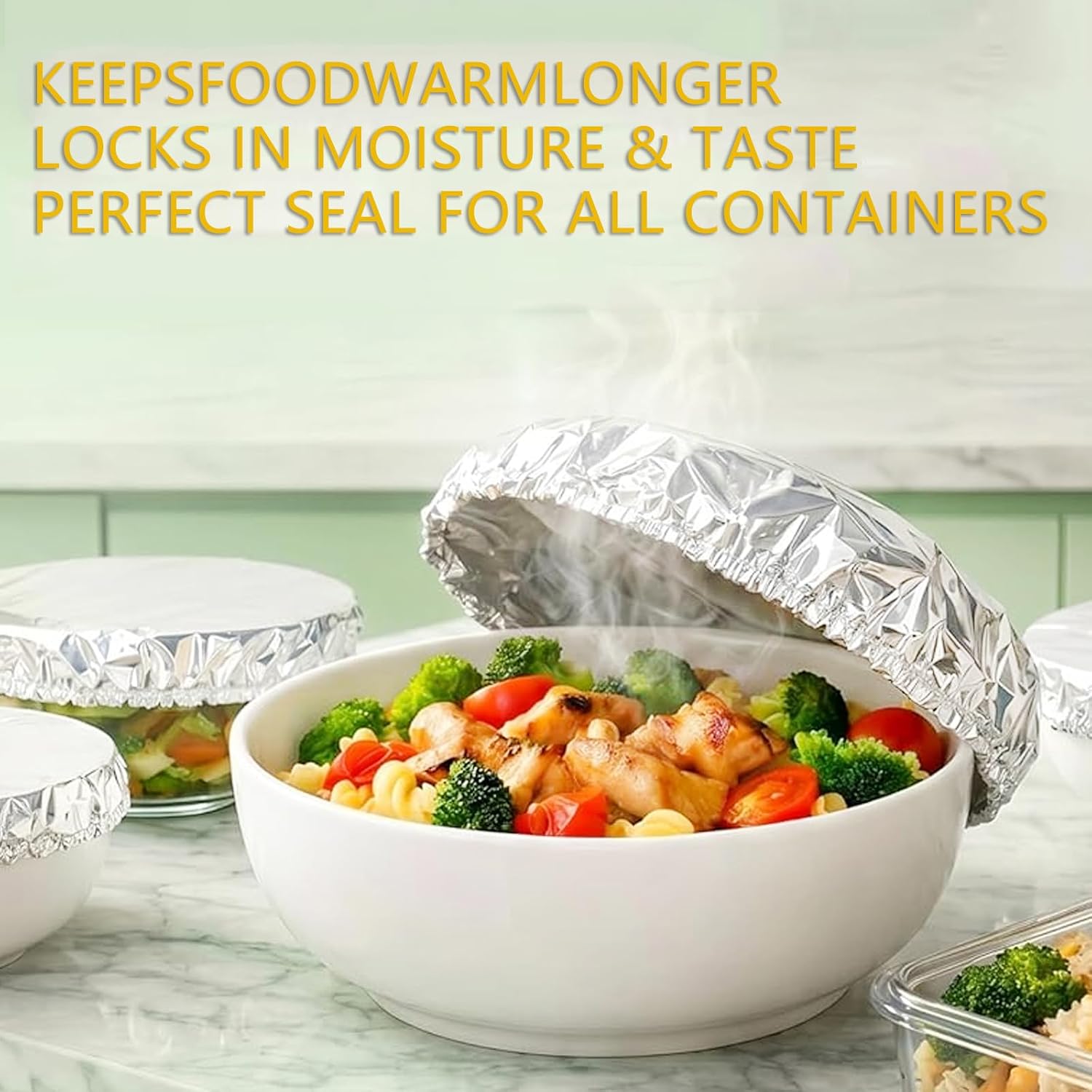 30 Pcs Reusable Aluminum Foil Food Covers, for Bowls, Plates