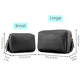 Narwey PU Leather Makeup Bag Travel Cosmetic Bag Toiletry Organizer Make up Bag with Compartments for Women and Girls (Large, Black)