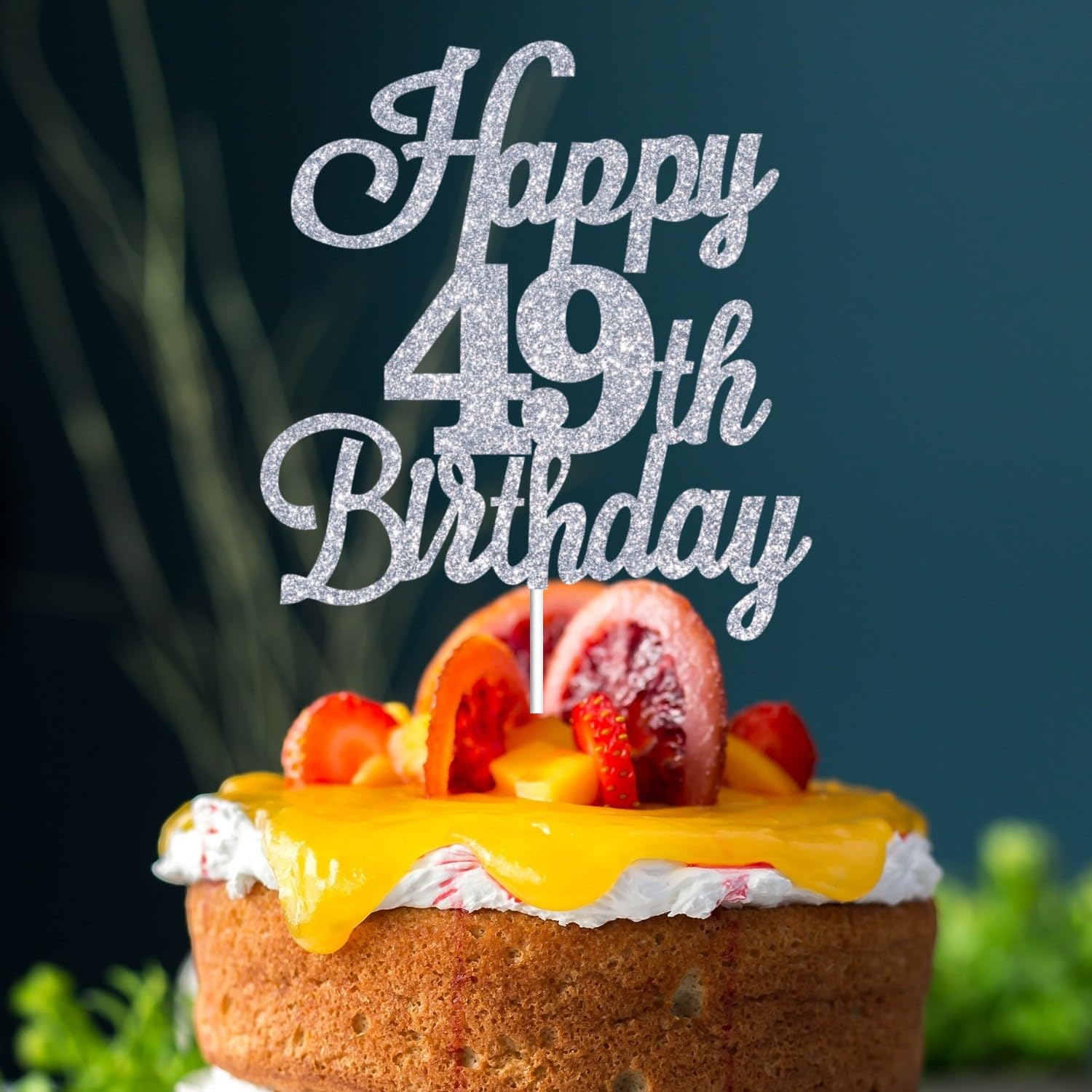 Amazon.co.jp: JUTTIRA Happy 49th Birthday ケーキトッパー シルバー