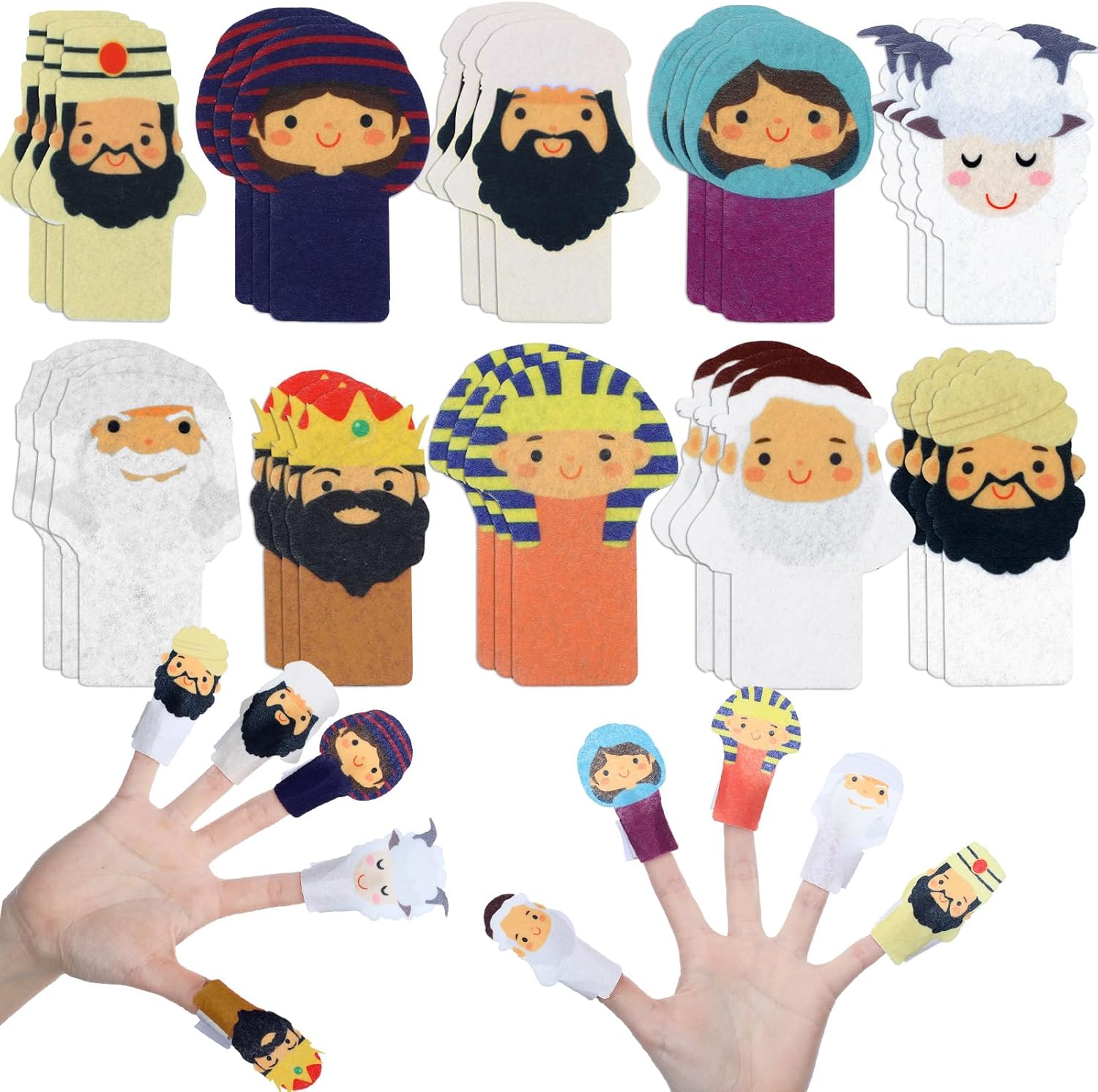Outus 30 Pcs Passover Finger Plagues Puppet Kit Felt