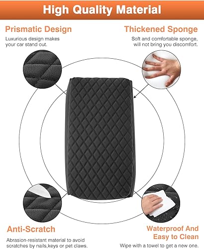 Miniatura 6 de Cubierta antirayones para consola central hecha de piel sintética y con cojín amortiguador cubierta accesoria para reposabrazos en color negro