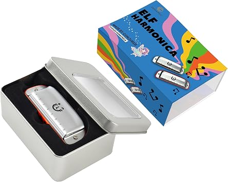 CONJURER 8 Hole Blues Harmonica for Students Adult, C Key Diatonic Harmonica Mouth Organ for Beginners Professionals, with Exquisite Case, Musical Instrument, as a Gift, Orange