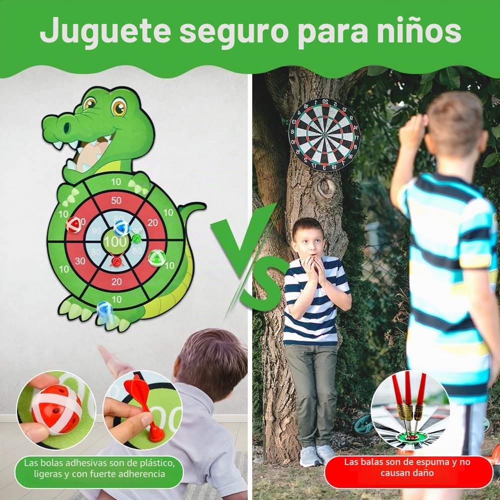 Vicloon Diana Niños 66CM Dardos Doble Cara Juego Tablero 12 Bolas Adhesivas Pistola Aire
