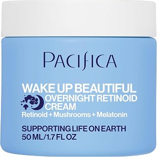 Pacifica Wake Up Beautiful Retinoid Night Cream: Vegan Anti-Aging Overnight Moisturizer with Hyaluronic Acid & Melatonin for Wrinkles, Dry Skin