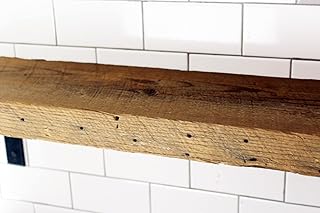 Modern Timber Craft Reclaimed Wood Wall Shelf with Steel Angle Brackets ...