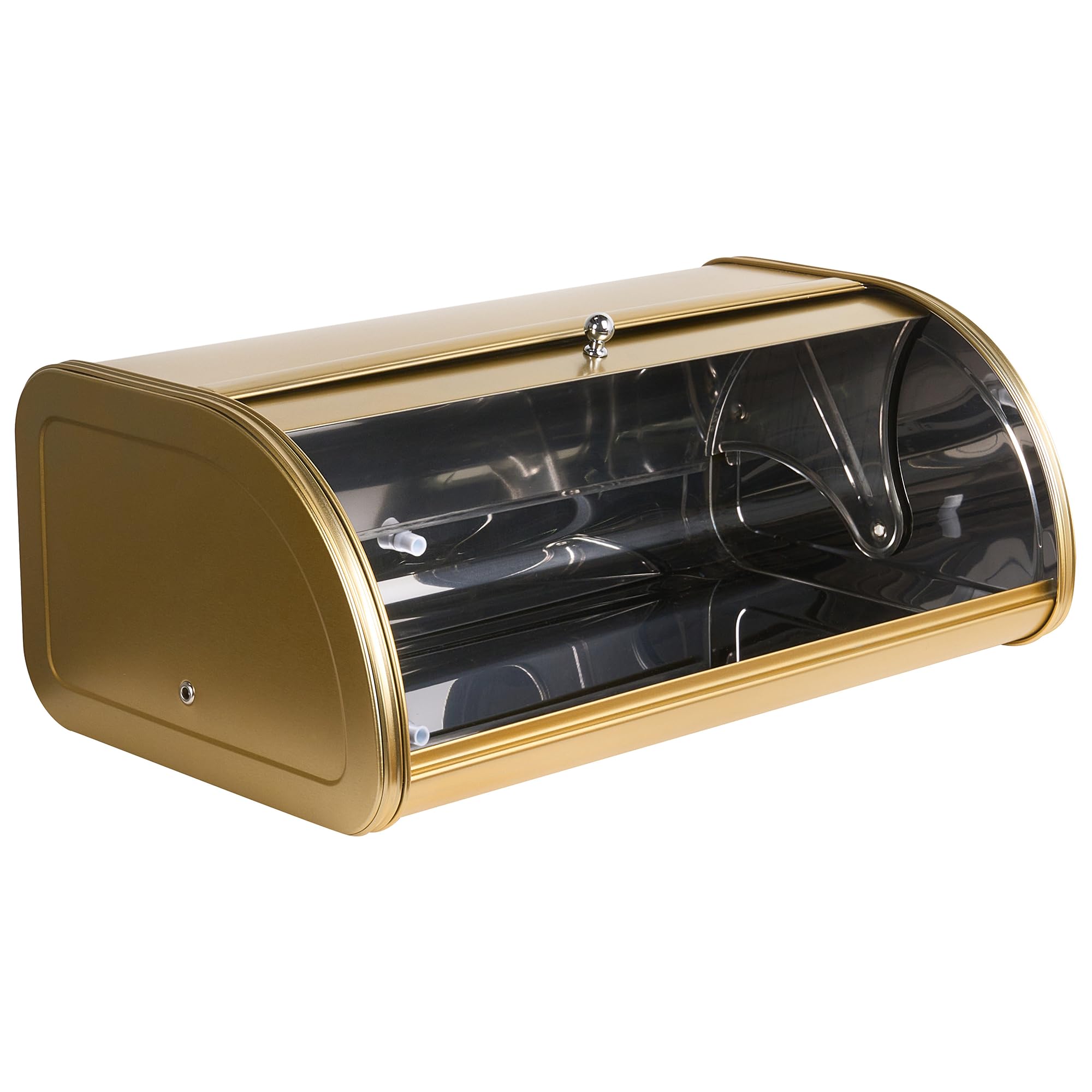 Beliani Brotkasten Edelstahl gold mit Rollklappe Griff halbrund 45 x 26 x 17 cm modern Delectation