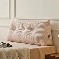 Vista 23 de Z-hom Almohada de cuña grande para cabecero triangular, almohada de lectura con una almohada enrollable para cama, sentado, dormir, cojín de Gris