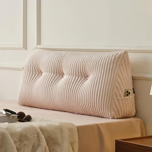 Miniatura 23 de Z-hom Almohada de cuña Queen con 2 cojines de rollo, almohada de lectura grande para sentarse en la cama, cojín de respaldo triangular para Azul