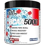 EVL BCAAs Amino Acids Powder - BCAA Powder Post Workout Recovery Drink and Stim Free Pre Workout Energy Drink Powder - 5g Branched Chain Amino Acids Supplement for Men - Rocket Pop