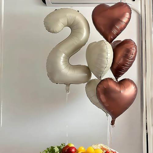 Miniatura 6 de Globos beige de 40 pulgadas con números grandes 3, globos de helio de dígito 3 de color blanco marfil autoinflables para terceras niñas, globos de
