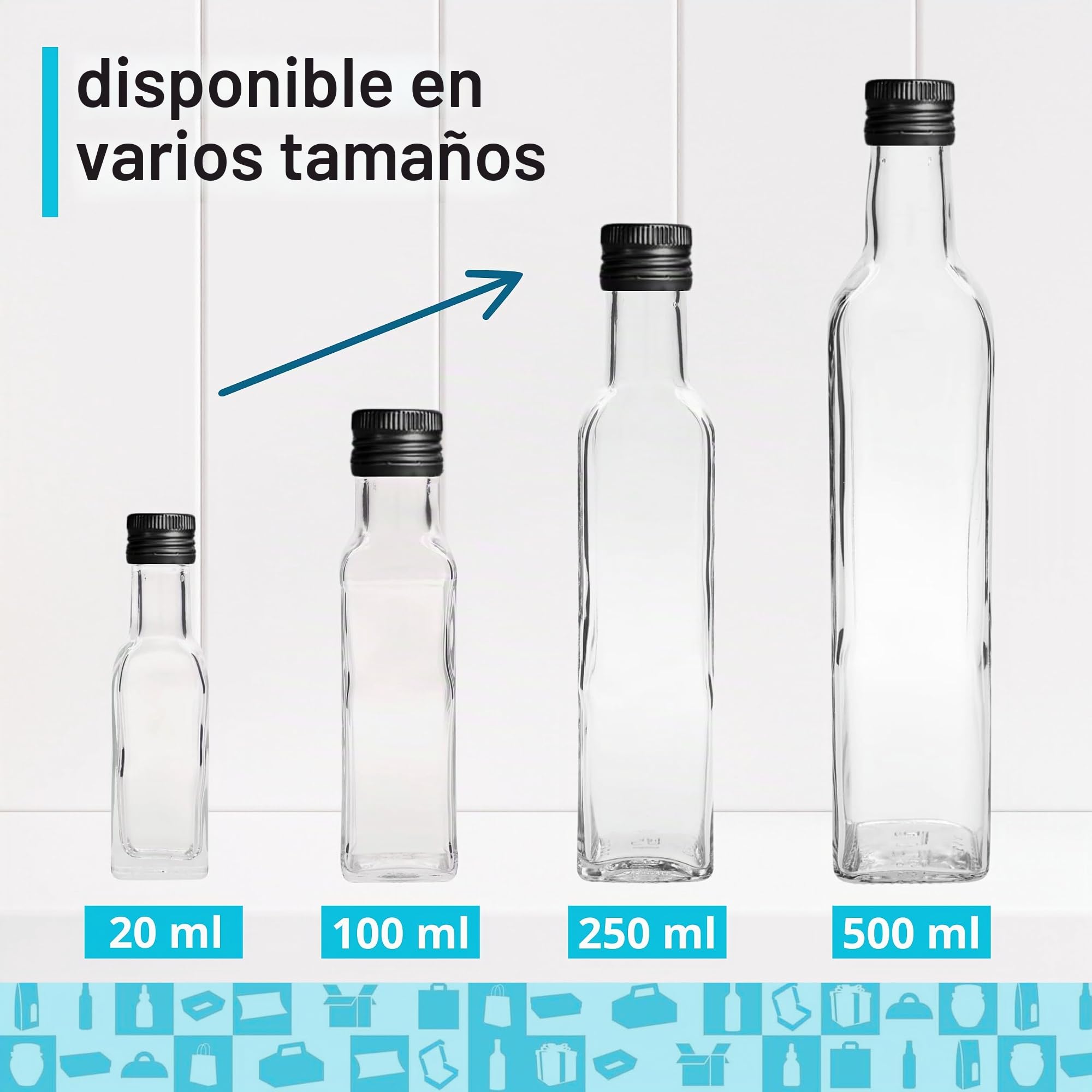 Espirito Rebelde 20 Botellas de Cristal 500ml con Tapón de Rosca Negro - Aceite de Oliva, Vinagre, Alcohol, Salsas - Aceitera de Cristal