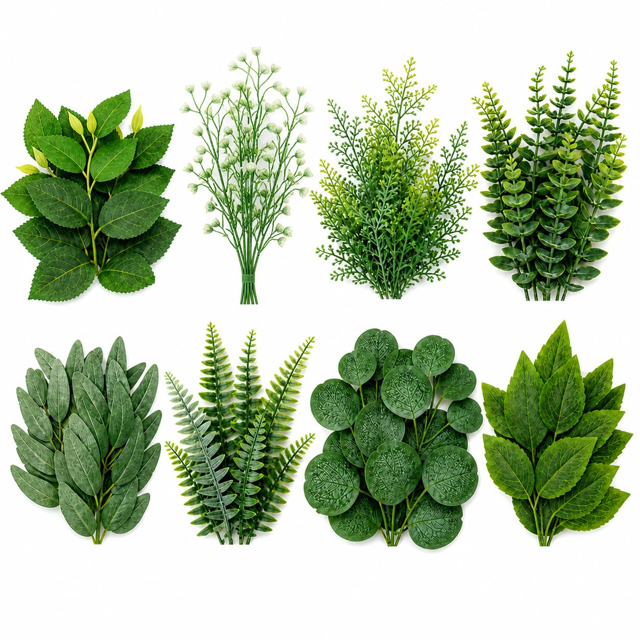 Bamyli 48 Pieces 8 Styles Artificial Leaves, Fake Leaves(Only Leaves)