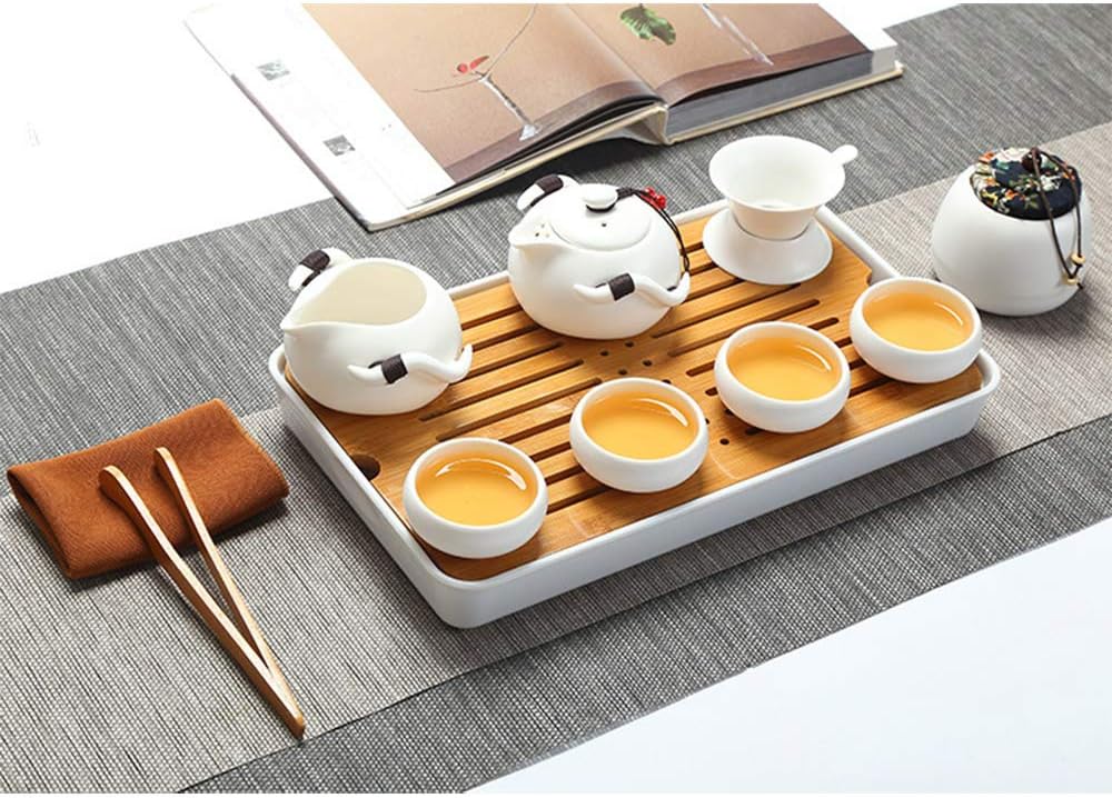 🔥 Hot Deals fanquare Portable Travel Tea Set,Handmade Kungfu Tea Set,Porcelain Teapot,Teacups,Bamboo Tea Tray with a Portable Travel Bag,White Free Shipping Offer fanquare Portable Travel Tea Set,Handmade Kungfu Tea Set,Porcelain Teapot,Teacups,Bamboo Tea Tray with a Portable Travel Bag,White