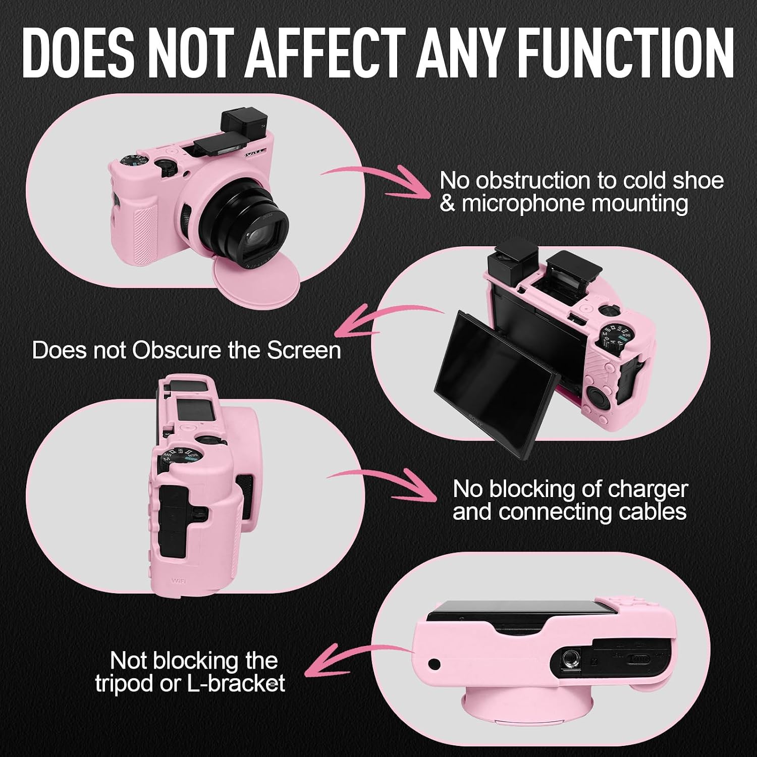 Easy Hood Case for Sony DSC-RX100 IV V VI VII DSLR Camera, Silicone Camera Case Lightweight Soft Carrying Cover with Removable Lens Cover (Pink)