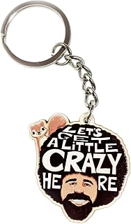 PeachyApricot Bob Ross Keychain Lets Get Crazy With Peapod the Squirrel