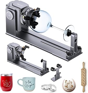 Algolaser 4 in 1 Laser Rotary Roller - Y-axis Rotary Chuck for Laser Engraver,180 Adjustable Jaw Chuck Rotary for Engraving Tumblers, Bottles & Cylindrical Objects Suitable for DIY KIT MK2/Alpha MK2