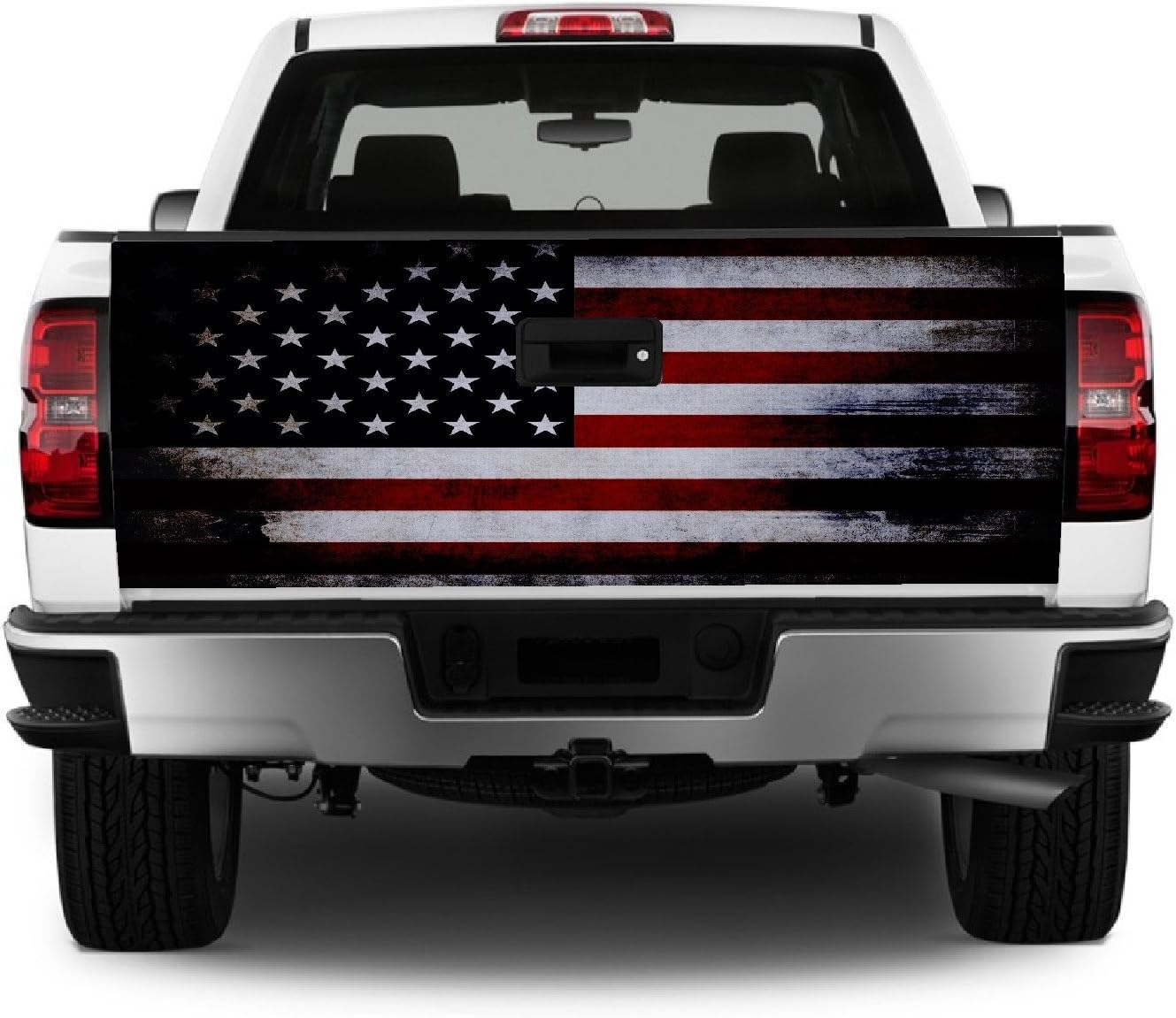 T328 American Flag Distressed Tailgate Wrap Vinyl Graphic Decal Sticker F150 F250 F350 Ram Silverado Sierra Tundra Ranger Frontier Titan Tacoma 1500 2500 3500 Bed Cover