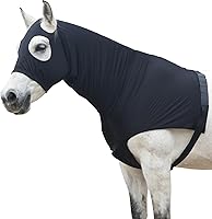 Vista 9 de Leberna Capucha elástica para caballo con cremallera y cubierta completa para el cuello (azul marino, S)