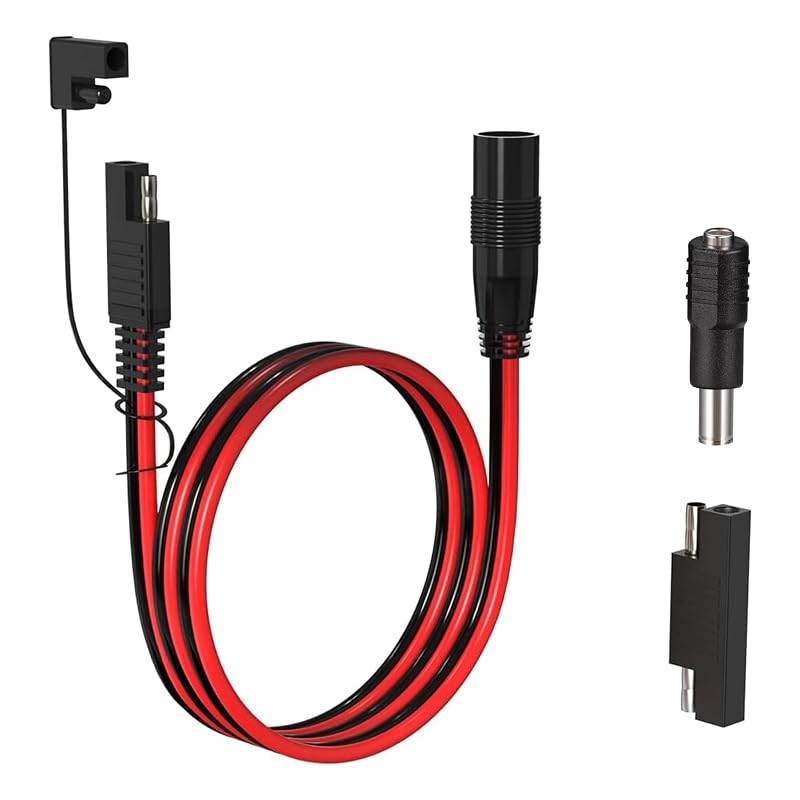 Cabo adaptador SAE para conector fêmea DC de 8 mm ELFCULB, fio 14 AWG, 61 cm, com inversor de polaridade, kit com 3 peças