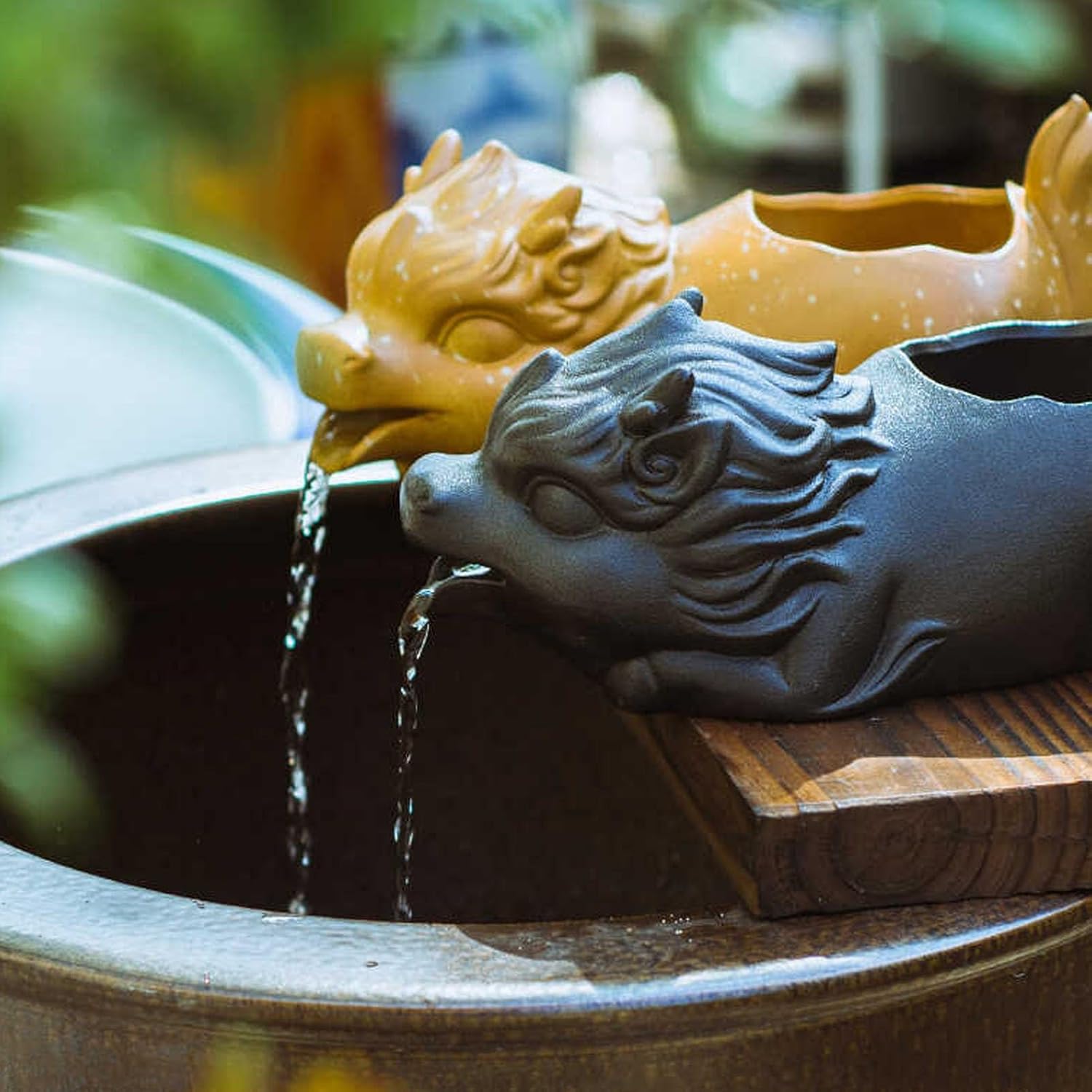 Spitters for Small Ponds, Animal Pond Fountains, with Pump, Animal Pond Fountains, Pond Spitters for Small Ponds, Ceramic Water Fountain for Home Garden Pond Tea Table