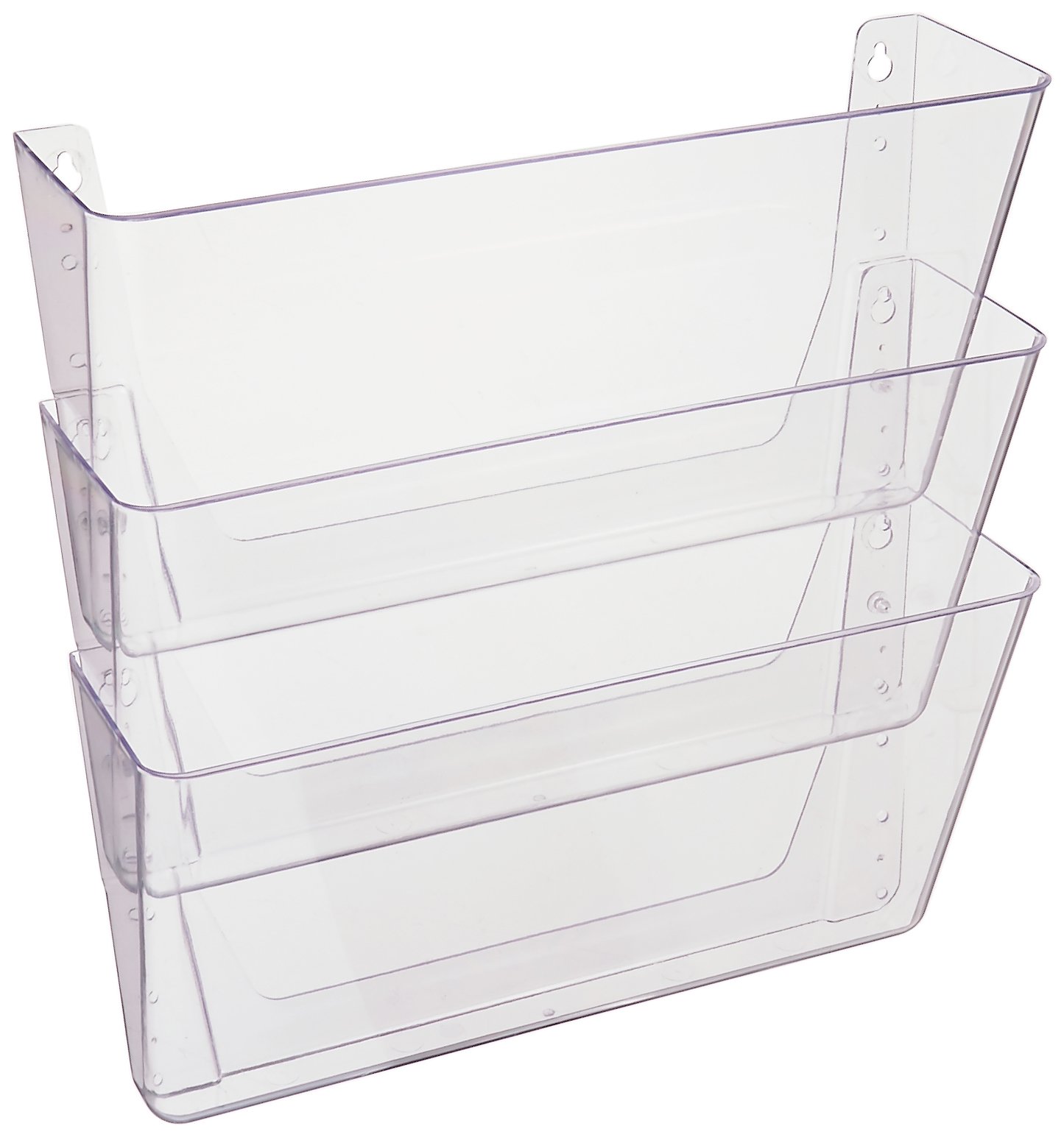 DeflectoClear Acrylic Wall Mounted A4 Unbreakable Docupocket Stackable Literature File Holder, Pack of 3 Plastic Document Holders - Transparent, Clear