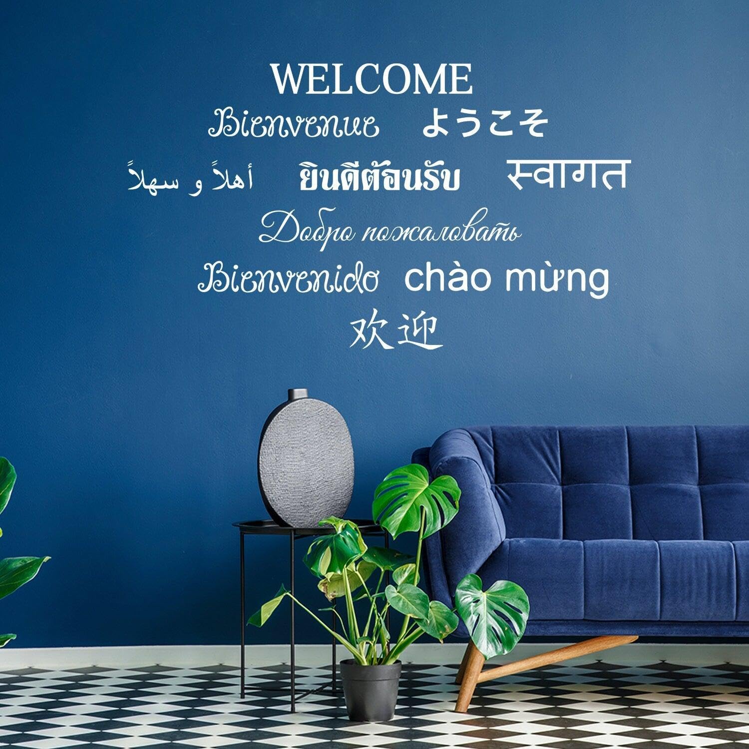 Adesivo da parete in vinile con scritta "Welcome", per porta d'ingresso, 31 x 18 cm