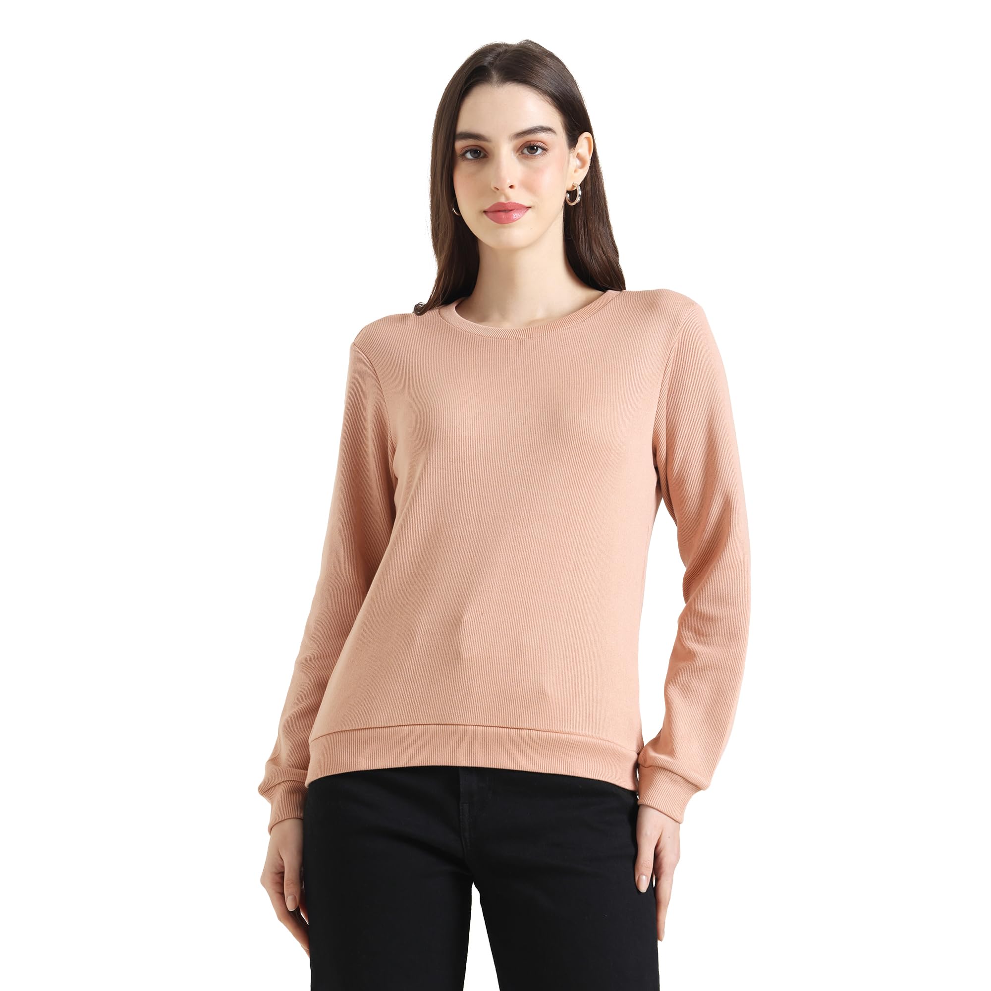 Women’s Solid Full Sleeve Sweatshirt | Soft Round Neck Winter Top for Casual-image-38