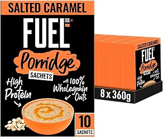 Salted Caramel Protein Porridge Oat Cereal Sachets, 10 x 36 g (Pack of 8)