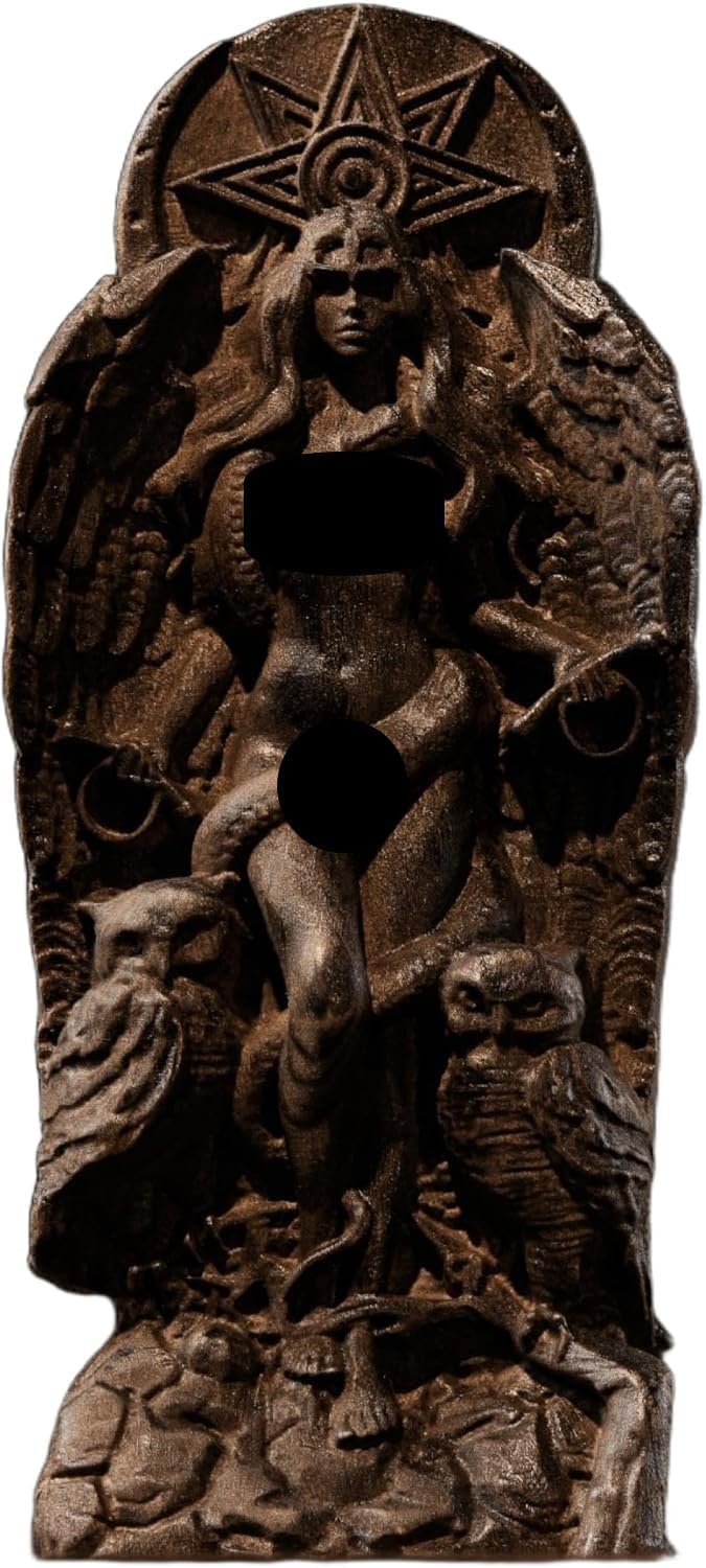 Goddess LilithStatue，Inanna, Ishtar Statue，Demoness, Pagan Decor Wooden Statue，Norse Mythology Goddesses, Altar Crafts, Creative Desktop Decorations (Wood)