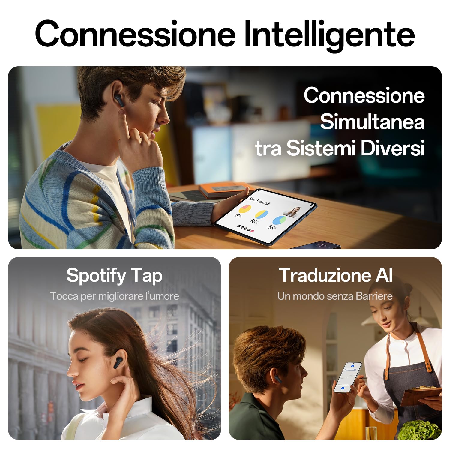 OPPO Enco Air5 Pro Auricolari In-Ear Wireless con ANC, Hi-Res Audio LDAC, Bluetooth 5.4, 43dB Cancellazione del Rumore, Multipoint, Nero