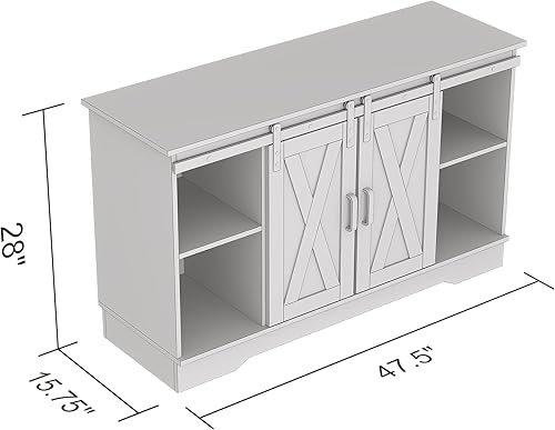 Miniatura 4 de Safdie Centro de entretenimiento para soporte de TV, 48 pulgadas de largo x 15.75 pulgadas de ancho x 28 pulgadas de alto, color gris pardo oscuro