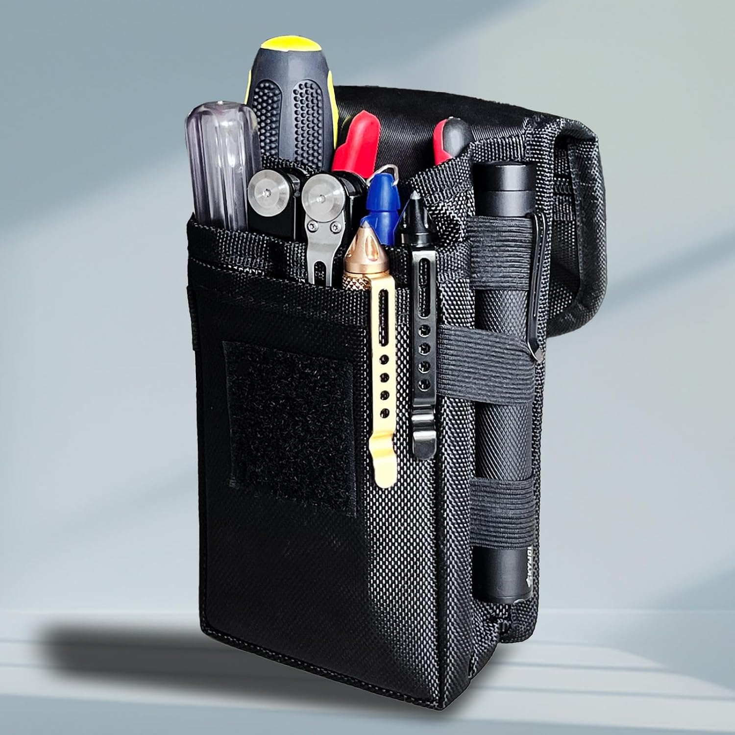 Belt Clip Tool Pouch Holster, Maezar Premium Nylon Utility Sheath Bag, Multitool Organizer Pouch for EDC Gears Cellphones for Men, Tactical Tool Bag, Small Pocket Phone Holder Case