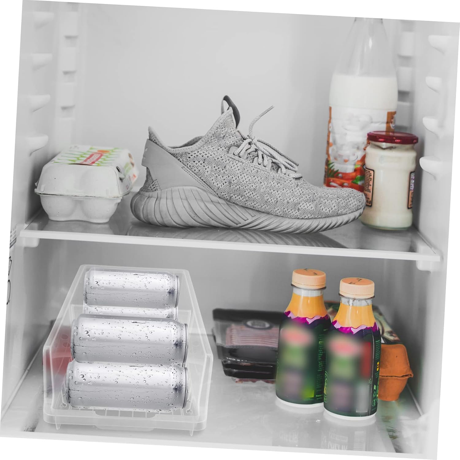 Refrigerator Soda Can Organizer Stackable PP Storage Bin for Kitchen