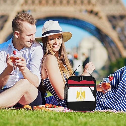 Miniatura 6 de Bolsa de almuerzo aislada con mapa de la bandera de Egipto para mujeres y hombres, lonchera reutilizable, bolsa de mano para el trabajo y viajes