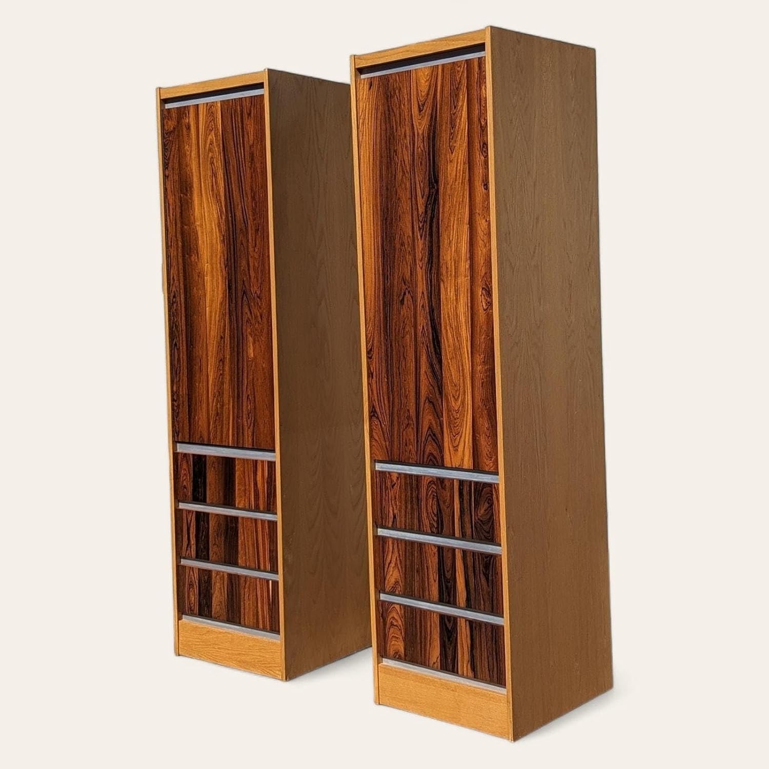 Mid Century Storage Cabinets, Bookcase for Home Office, Easy Assembly(BROWN)