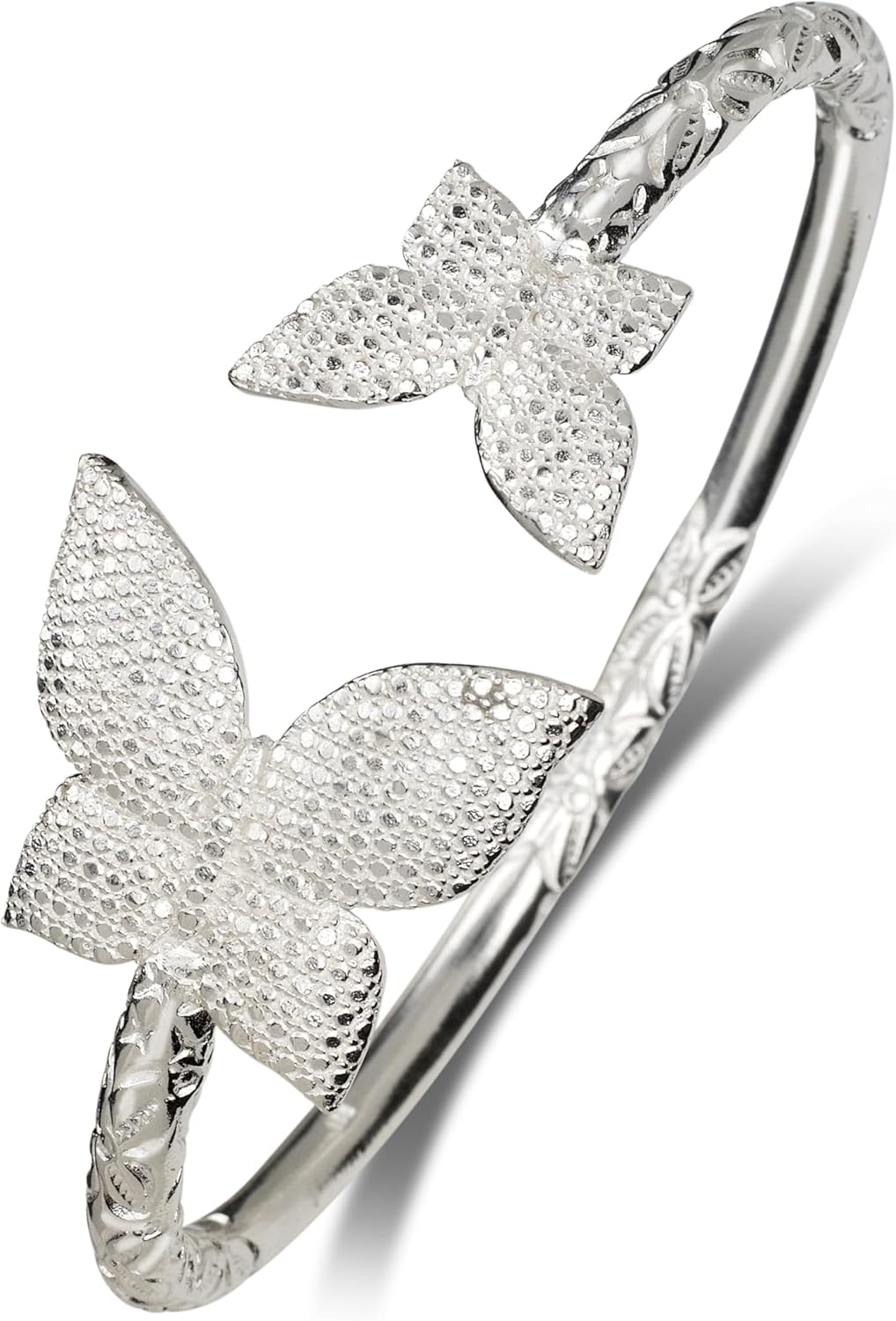 Better Jewelry Butterfly .925 Sterling Silver West Indian Bangles Silver Cuff Bracelet for women, 1 piece