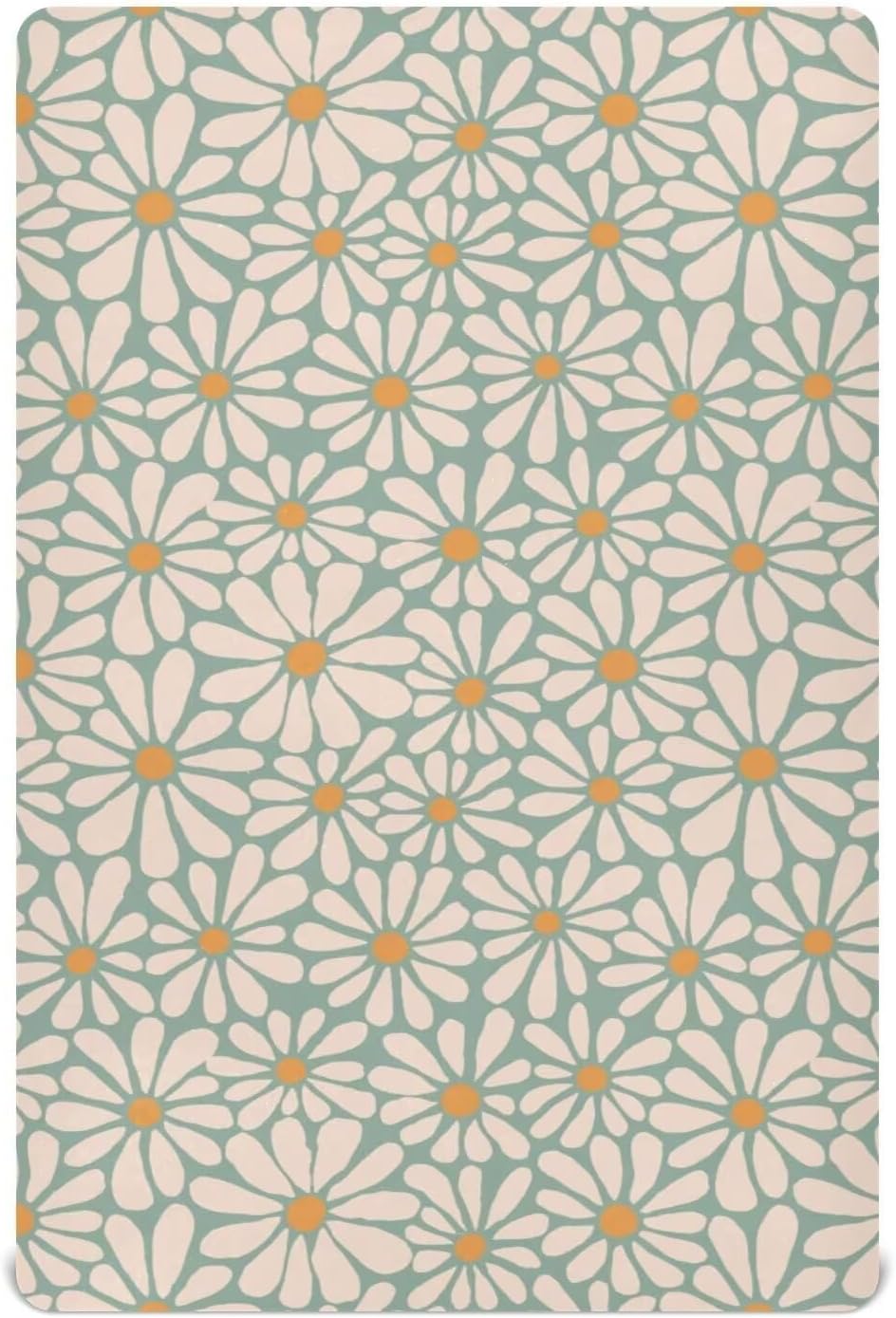 Daisy Flower Print Crib Sheet Retro Groovy Floral Mattress Cover for Boys Girls 52" x 28" Boho Baby Bed Sheet for Nursery Decor