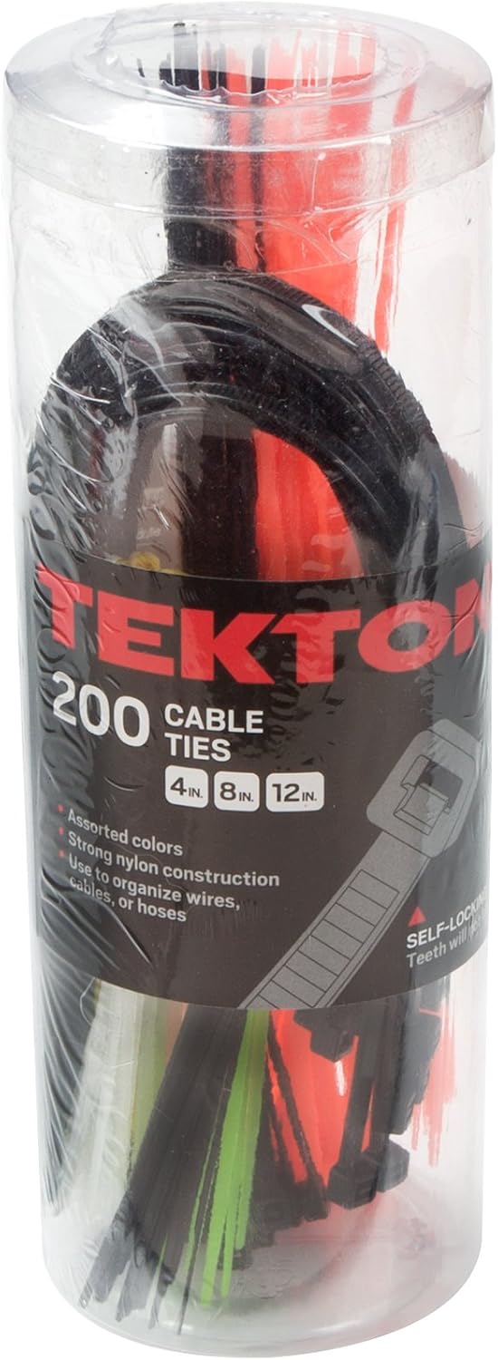 TEKTON 6235 Assorted Cable Ties, 200-Piece