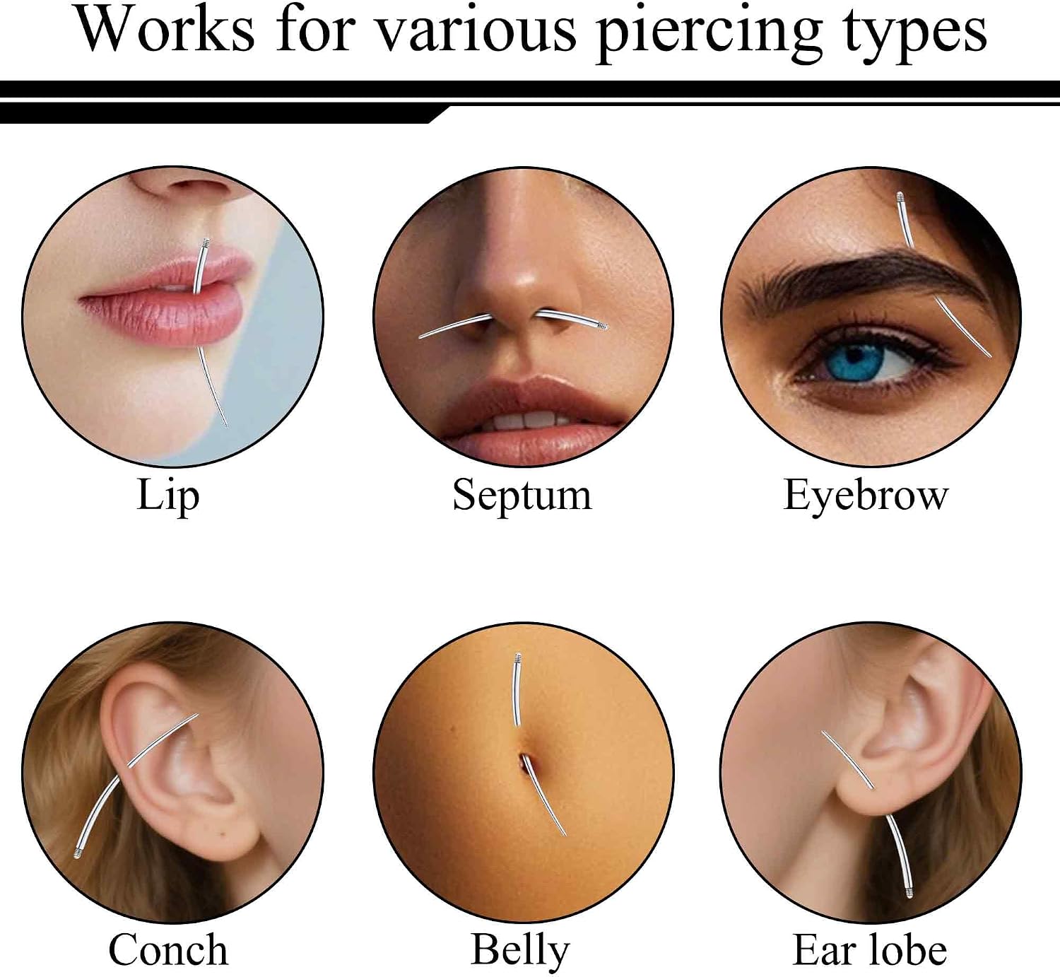 Ruifan 14G 16G 18G 20G Piercing Taper Kit Titanium Piercing Threader Tool for External Threaded Threader Tragus Helix Conch Jewelry Cartilage Earring Lip Nose Studs Changing Stretching Kit Needles
