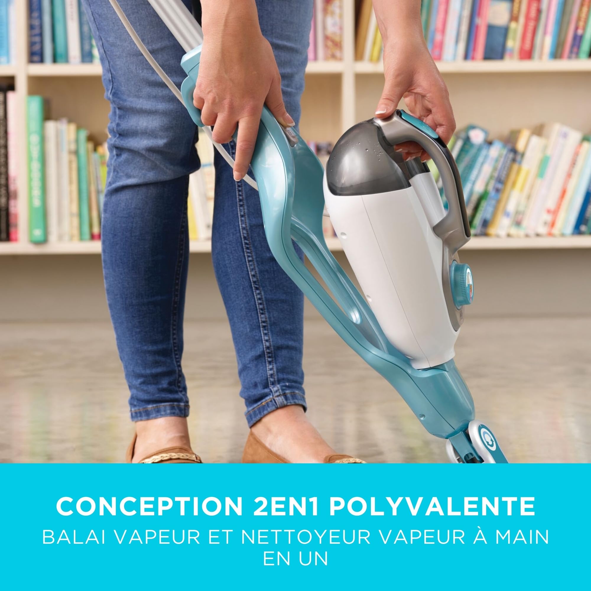 BLACK+DECKER Vadrouille à vapeur multifonction 10-en-1 et nettoyeur à main avec gant STEAMitt et accessoires, BHSM1615DAM-QS