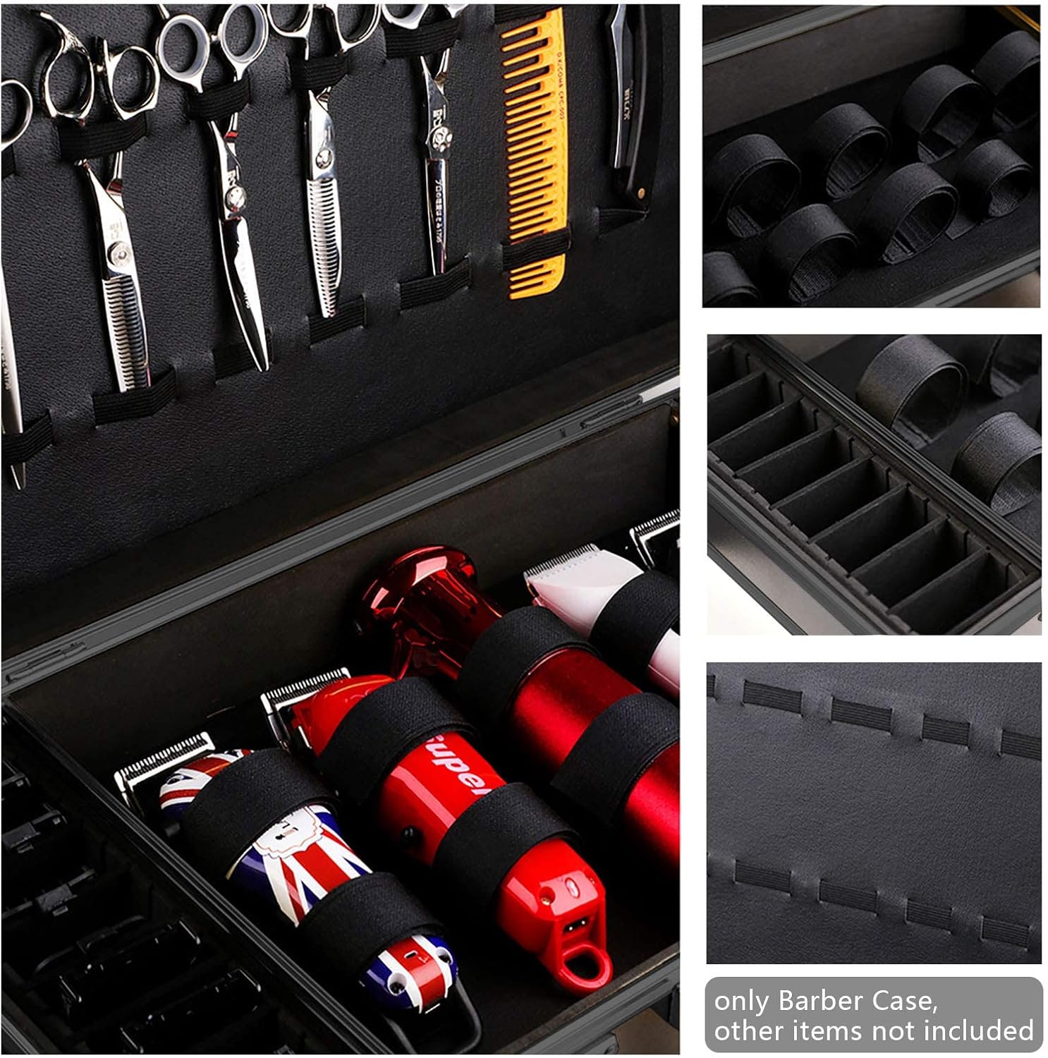 Beauty Salon Barber Case, Hair Stylist Tool Kits Organizer, Professional Barber Travel Carry Case, Mobile Barber Station Tool Box, for Home Salon Barber Supplies Organizing (Style 3)