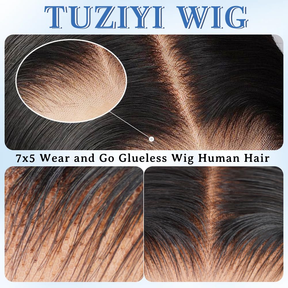 Bob Wig Human Hair 220 Density Glueless Wigs Human Hair Pre Plucked Pre Cut 7x5 Wear and Go Glueless Wig 14Inch Short Wigs for Black Women