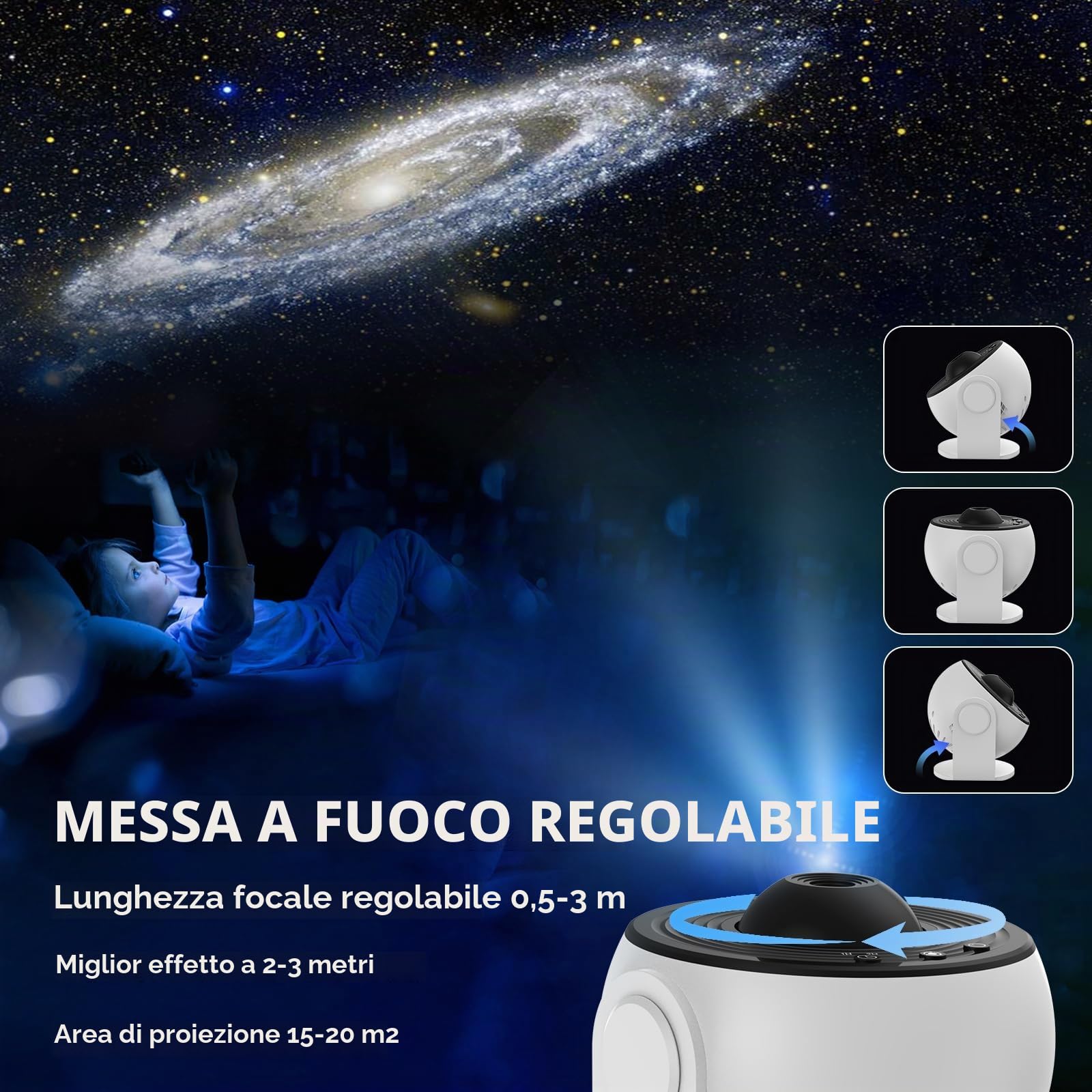 Proiettore di Stelle Planetario, Proiettore di Galassie a Globo LED con 13 Dischi di Pellicola Luce Notturna del Cielo Stellato Lampada Proiettore di Luna per Bambini Adulti Camera da Letto Soggiorno