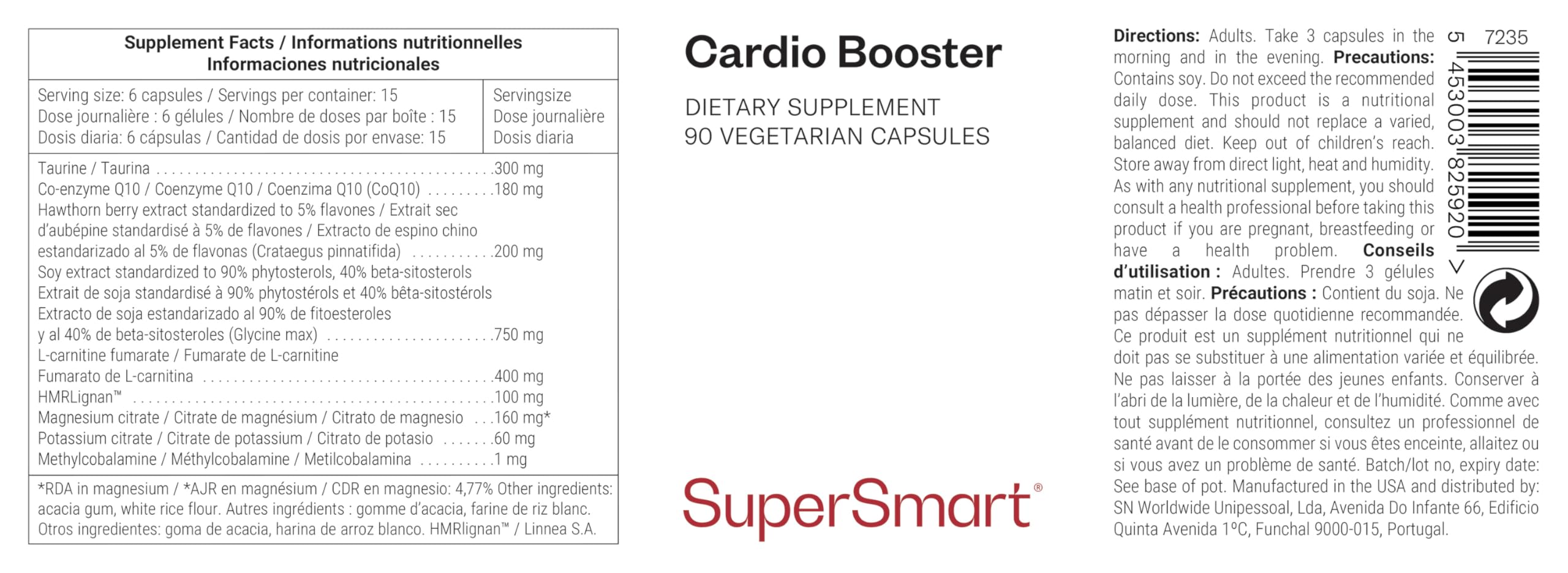 Supersmart - Cardio Booster - Enthält CoQ10 | GVO-frei - 90 vegetarische Kaps