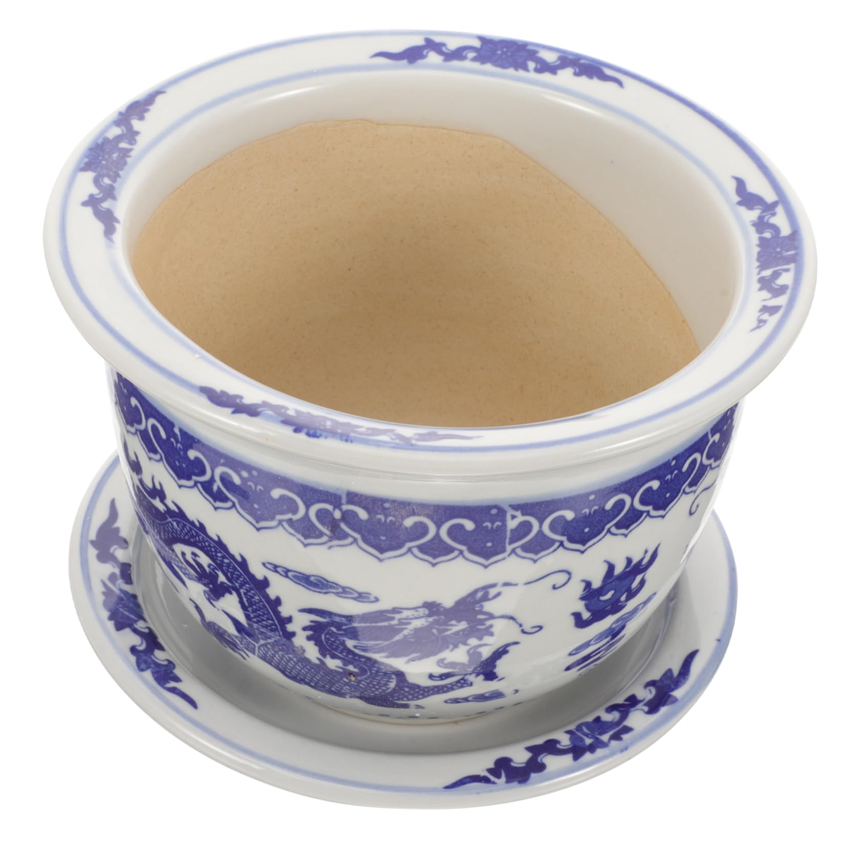 VANZACK Wykwintne Rzemiosło Duża Ceramiczna Doniczka Bonsai Z Tacką Do Roślin Domowych