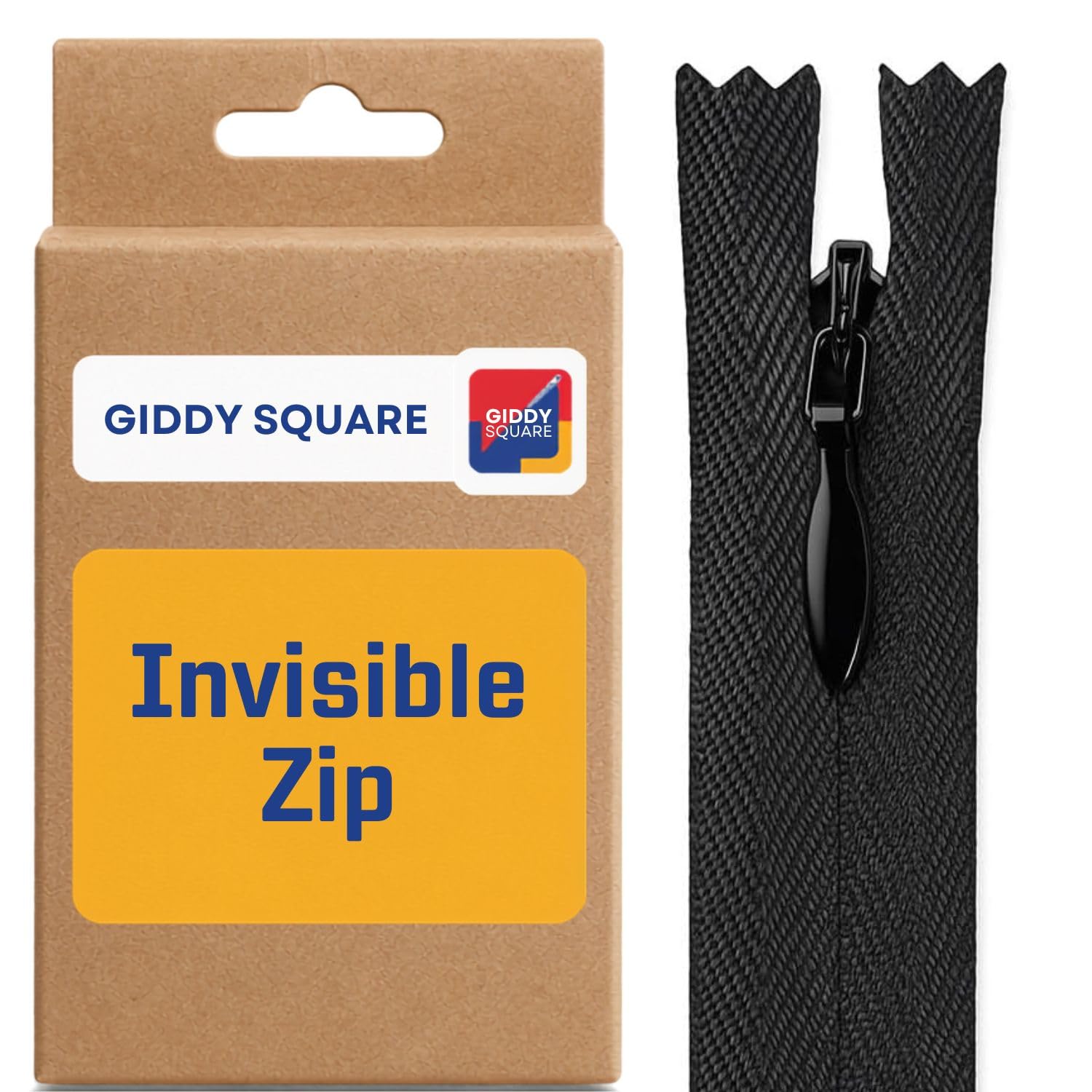 22" (56cm) Black Invisible Zip - Concealed Nylon Closed-End